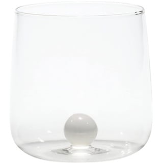 Zafferano Bilia Glasbecher - Handgemachtes Transparent Glas, Verziert mit bunter Glaskugel im Inneren, cl 44 h 90mm d 88mm - Set 6 Stück - Weiß