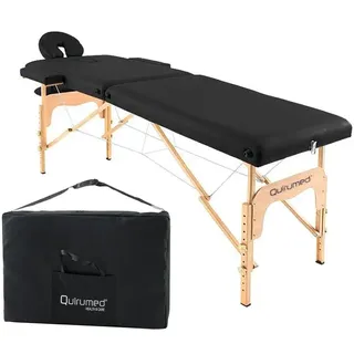 quirumed Easy Klappmassagetisch aus Holz, Farbe Schwarz, 186 x 66 cm, Massagetisch, Physiotherapie-Massage, Kunstleder, Gelenkkopf, höhenverstellbar, 2 Abschnitte