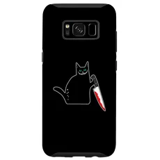 Hülle für Galaxy S8 Lustige schwarze Katze mit blutigem Messer Grinse Katze