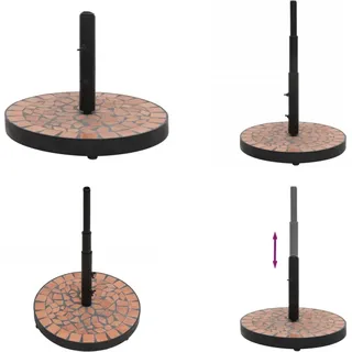 vidaXL Sonnenschirmständer Terrakotta Rund 12 kg - Sonnenschirmständer - Sonnenschirm Ständer - Schirmständer - Sonnenschirm Gewicht - Braun