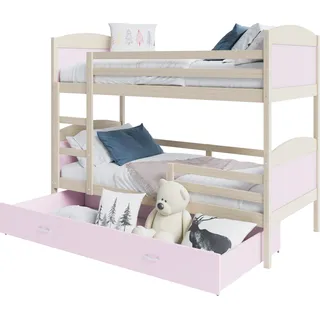 Etagenbett hochbett kinderzimmer kinderbetten jugendzimmer 190x80 kiefer rosa