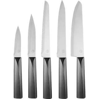 MasterChef Scharfe Messer, Scharfes Küchenmesser, Gemüsemesser, Hackmesser, Brötchenmesser & Chefmesser, Profi Messerset, Rostfreiem Stahl und Griffe im Stil Japanisches Kochmesser, 5-teilig