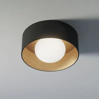 Stilvolle Deckenleuchte Kobe aus Holz - Natürliche Eiche - Schwarz