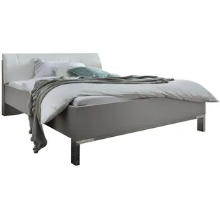 Dieter Knoll Bett , Grau, Weiß , Textil, Holzwerkstoff , 200x200 cm , ISO 9001, Made in Germany , gepolstertes Kopfteil, in verschiedenen Größen erhältlich , Schlafzimmer, Komplette Schlafzimmer und Serien, Schlafzimmerserien