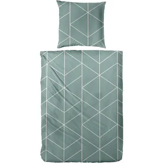 Primera Mako-Satin-Bettwäsche Golden Grün 135 x 200 cm + 2 x 80 x 80 cm