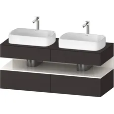 Duravit Qatego Konsolenwaschtischunterbau, 2 Auszüge, 2 Schubkästen, 2 Ausschnitte, 1400x550x600mm, Nische Weiß Hochglanz, QA4767022, Farbe: graphit supermatt