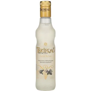 TEKIRDAG RAKISI GOLD – IN EICHENFÄSSERN GELAGERTER 100%IGER TRAUBEN-RAKI – 1x0,35l Raki mit 45% vol. - Hergestellt in der Türkei