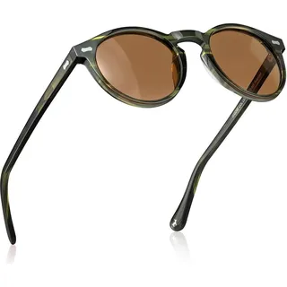 CARFIA Herren Sonnenbrille Polarisiert Retro Acetat-Rahmen UV 400 - Rund Fashion Brille