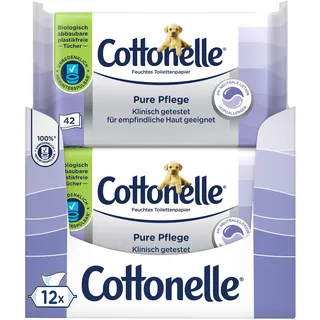 Cottonelle® Feuchtes Toilettenpapier Pure Pflege ultra-sensitiv 12 x 42 Tücher