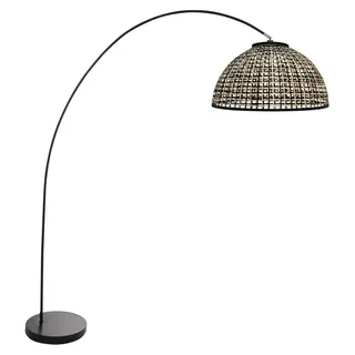 Stehlampe - schwarz - Solva - bambus metall - bogenlampe - E27 - 4467ZW - Mexlite - Schwarz