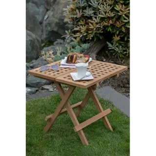 Gardenson Gartenbeistelltisch , Teakfarben , Holz , Teakholz , quadratisch , 50x50x50 cm , klappbar , Gartenmöbel, Gartentische, Garten-Beistelltische