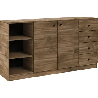 Sideboard Kommode Wilma VI 160 cm Schränke Holz Möbel Wohnzimmer Wohnzimmerschrank Farbe: Brandy Castello - Braun