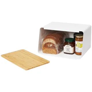 Yamazaki Brotkasten weiß, Metall, Echtholz, 24x18x31 cm, Küchenzubehör, Brotkästen & -Körbe