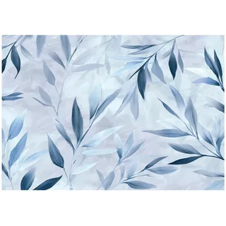 Wallarena Fototapete Blätter Abstrakt Blau 300x210 cm , Multicolor , Papier , Uni , Rechteckig , 300x210 cm , FSC 100% ,