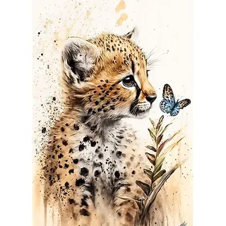 RICUVED Löwe Diamond Painting Set,5D Diamant Painting Bilder Erwachsene Tiere Diamond Painting Kinder, Full Drill Diamond Art Diamant Malerei Bilder Diamond Painting für Home Dekor 30x40cm