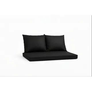 Setgarden Triple Outdoor Palettenkissen Set 120x40x10cm Sitzkissen + Rückenkissen 2x60x50cm 1tlg Schwarz