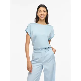 Vila "VIELLETTE S/S SATIN TOP - NOOS" Kunstfaser, regular fit, nantucket breeze