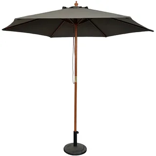 Sonnenschirm Ø 2,5m Schirm Marktschirm Gartenschirm Holzgestell UV15 Steingrau - Grau