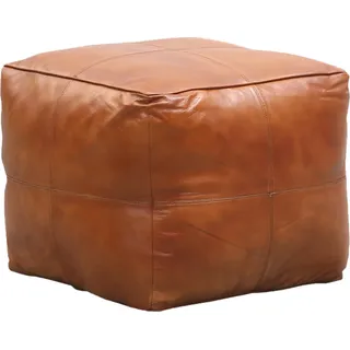 Vintage Pouf Sitzkissen Hocker aus Leder Fjord