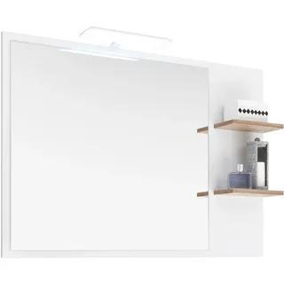 Saphir »Quickset 923 Spiegel 100 cm breit mit seitlicher Ablage« weiß glanz), Riviera Eiche quer Nachbildung,