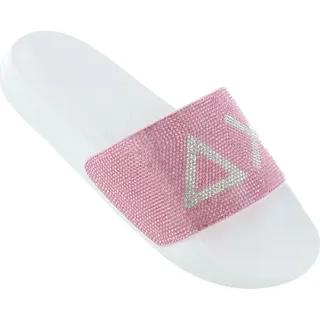 SUN68 Slippers LOGO STRASS - Damen Sandalen Pantoletten Slides Badesandalen X35205-0104 , EU 37 - Weiß