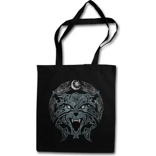 Urban Backwoods Celtic Tribal Wolf, Stofftasche, Farbe: Schwarz - Schwarz