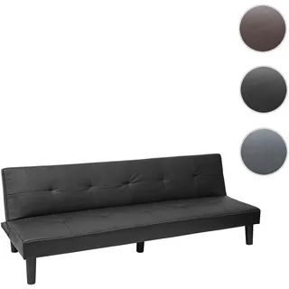Mendler 3er-Sofa HWC-G11, Couch Schlafsofa Gästebett Bettsofa Klappsofa, Schlaffunktion 195cm Kunstleder, schwarz