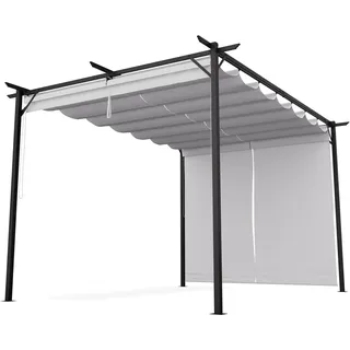 Blumfeldt Pantheon Robuster Gartenpavillon 3x4 m, wasserdichtes Polyesterdach mit PA-Beschichtung, Jalousien, stabiles pulverbeschichtetes Stahlgestell, Pavillon winterfest - Beige