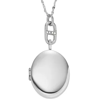Fossil Kette mit Anhänger »Schmuck Geschenk Edelstahl Halskette JEWELRY« mit Glasstein, silberfarben