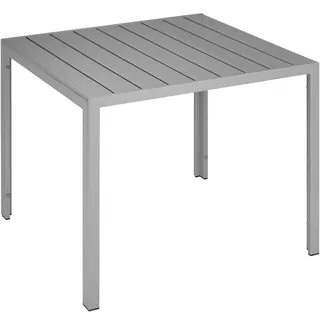 tectake Gartentisch aus Aluminium Maren, 90 x 90 x 74,5 cm, silber , Silberfarben , Metall , Baum/Pflanze/Natur , Quadratisch , 90x74.5x90 cm , Gartenmöbel, Gartentische, Gartentische