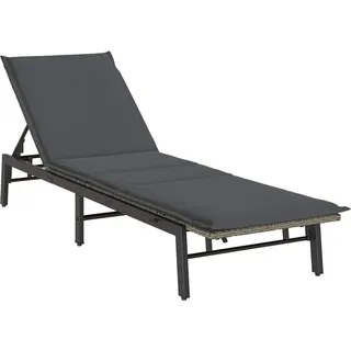 vidaXL Sonnenliege mit Auflage Grau Poly Rattan - Grau
