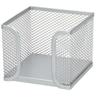 D.RECT - Zettelbox | aus Mesh | Solides Metall | Für den modernen Arbeitsplatz | Silber - 95x95x80 mm
