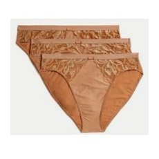 Womens M&S Collection 3pk Wildblooms High Leg Knickers - Rich Amber, Rich Amber - 20