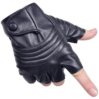 Long Keeper Fingerlose Lederhandschuhe Herren Handschuhe Ohne Finger mit Echtleder Outdoor Autofahrer Halbfinger Handschuhe Leder Schwarz für Herren