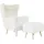 Ohrensessel Telford Fellimitat 77 x 106 x 92 cm Beige mit Hocker