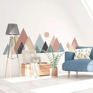 Ambiance Sticker Wandaufkleber für Schlafzimmer und Wohnzimmer Dekoration - Skandinavische Berge Columbiana Riesige Wandtattoo - H70 x L115 cm