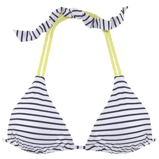 VENICE BEACH Triangel-Bikini-Top »Camie«, mit geflochtenen Details Venice Beach schwarz-weiß-limette Gr.32 Cup A/B
