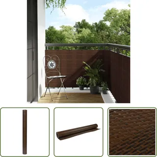 The Living Store Balkon-Sichtschutz Braun und Schwarz 500x90 cm Poly Rattan - Braun