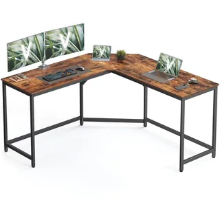 VASAGLE Schreibtisch braun L-Form, O-Fuß-Gestell schwarz 149,0 x 149 x 76 cm Braun-Schwarz