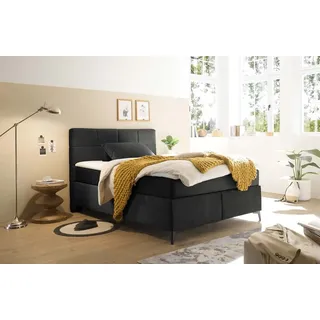 ed exciting design Boxspringbett Navarra schwarz - 140x200, cm B: 143 H: 113