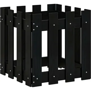 Pflanzkübel Lattenzaun-Design Schwarz 40x40x40 cm Kiefernholz - Schwarz