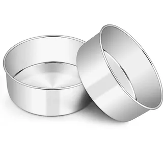 Homikit Edelstahl Backform, 20cm Rund Kuchenform 2er-Set, 7cm Tief Hochwertig Kuchenbackform, Ungiftig & Rostfrei, Spiegelpoliert & Spülmaschinenfest