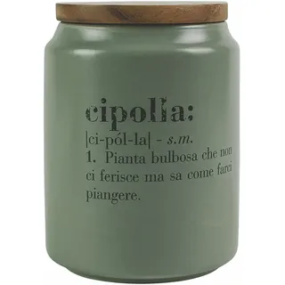 Villa D'Este Home Tivoli Zwiebeldose 1,6 l Steinzeug mit Deckel aus Bambus