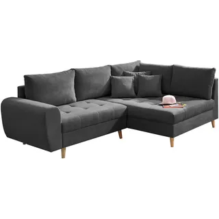 Mid.you Ecksofa , Anthrazit , Textil, Holzwerkstoff , Uni , Füllung: Polyester,Polyester , Ottomane rechts, L-Form , 249x175 cm , seitenverkehrt erhältlich , Wohnzimmer, Sofas & Couches, Wohnlandschaften, Ecksofas