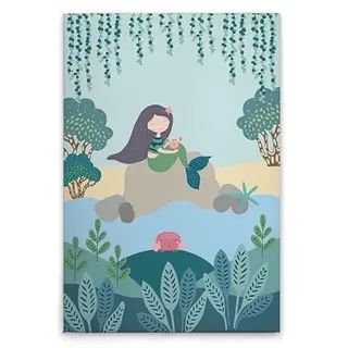 A.S. Création Leinwandbild Meerjungfrau Kinderzimmer - Wandbild in Bunt, Beige - 80 x 120 cm - DD129402