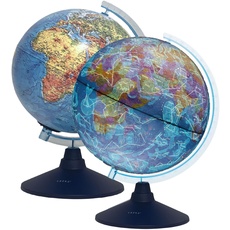 Exerz 21 cm beleuchteter Globus – physische Karte tagsüber/Konstellation Sterne mit Beleuchtung – drehbarer rotierender Weltglobus (21 cm neu)
