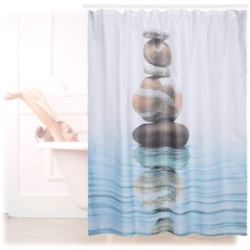Bild von Duschvorhang Steine auf Wasser, Polyester, waschbar, Anti-Schimmel, Badewannenvorhang 180x180 cm,