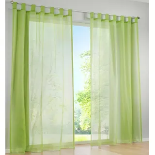 SIMPVALE 2 Stücks Voile Vorhänge zu Gürtelschlaufe transparent Vorhänge Fenster Balkon aus Tüll Breite 140cm, Polyester, Grün, Höhe 175cm