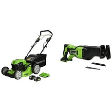 Greenworks Akku-Rasenmäher GD24X2LM46SPK4X + 24V Akku-Säbelsäge GD24RS