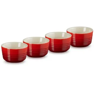 Le Creuset 4-er Set Mini Förmchen aus Steinzeug, je 100 ml, Kirschrot,